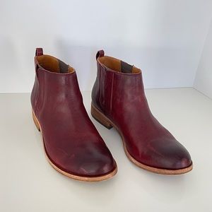 Kork-Ease burgundy leather ankle booties